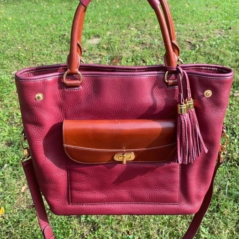 Isaac Mizrahi Pebble Leather Satchel Handbag bordeaux